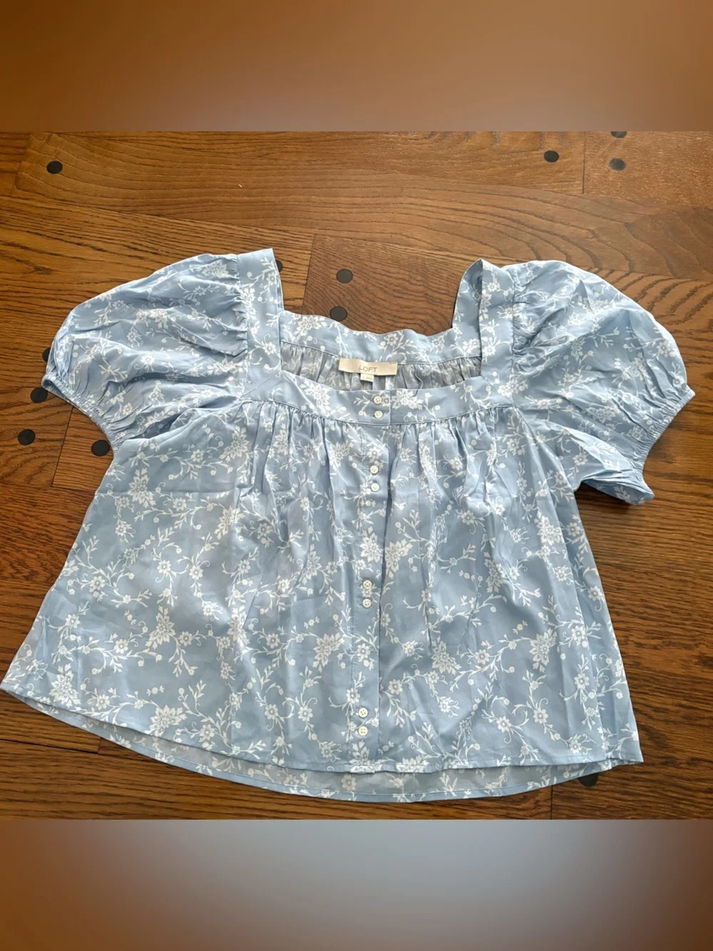 Paisley Puff Sleeve Square Neck Blouse